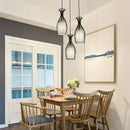 Industrial black iron cage pendant lights for dining room