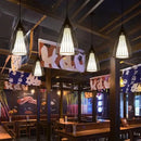 Industrial black iron cage pendant lights for dining room