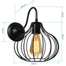 Industrial black iron cage wall sconce bedroom edison bulb light