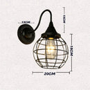 Industrial black iron cage wall sconce bedroom edison bulb light