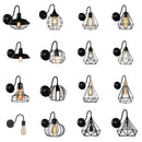 Industrial black iron cage wall sconce bedroom edison bulb light