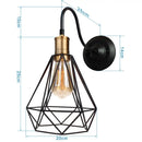 Industrial black iron cage wall sconce bedroom edison bulb light