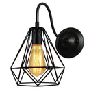 Industrial black iron cage wall sconce bedroom edison bulb light