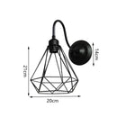 Industrial black iron cage wall sconce bedroom edison bulb light