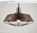 Industrial black iron pendant lights – dining room wire cage dome