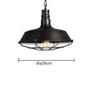 Industrial black iron pendant lights – dining room wire cage dome