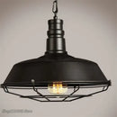 Industrial black iron pendant lights – dining room wire cage dome