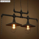 Industrial black iron saucer pendant lamp for dining room