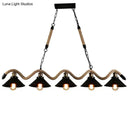 Industrial black led chandelier dining room conical rope pendant