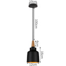 Industrial black matte aluminum pendant light kitchen wood accents