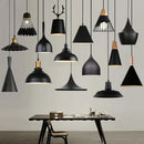 Industrial black matte aluminum pendant light kitchen wood accents