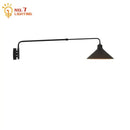 Industrial black matte telescopic swing arm wall lamp living room