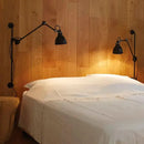 Industrial black matte wall lamp bedroom adjustable arm reading light