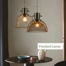 Industrial black mesh cage pendant light for dining room