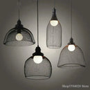 Industrial black mesh pendant light dining room birdcage chandelier