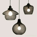 Industrial black mesh pendant light dining room birdcage chandelier