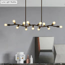 Industrial black metal 13-head hanging light kitchen fixture width
