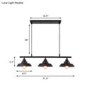 Industrial black metal 3 light barn chandelier dining room chain cord