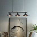 Industrial black metal 3 light barn chandelier dining room chain cord