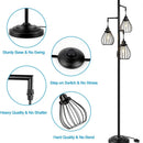 Industrial black metal 3 light led birdcage floor lamp bedroom