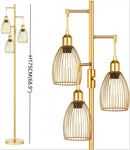 Industrial black metal 3 light led birdcage floor lamp bedroom