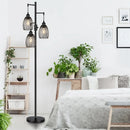 Industrial black metal 3 light led birdcage floor lamp bedroom