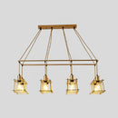 Industrial black metal 5 light island pendant light kitchen cage