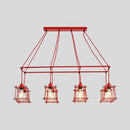 Industrial black metal 5 light island pendant light kitchen cage