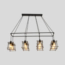 Industrial black metal 5 light island pendant light kitchen cage