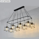 Industrial black metal 5 light island pendant light kitchen cage