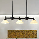 DecorBites™ Industrial Cone Shade Hanging Light Kit with 3 White Glass Lights for Dining Room & Island Lighting