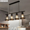 DecorBites™ Industrial Metal Bar Chandelier: Black Birdcage Island Lighting Fixture