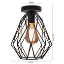 Industrial black metal cage ceiling light kitchen fixture