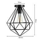 Industrial black metal cage ceiling light kitchen fixture