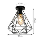 Industrial black metal cage ceiling light kitchen fixture