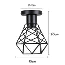 Industrial black metal cage ceiling light kitchen fixture