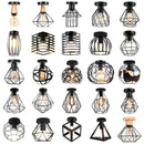 Industrial black metal cage ceiling light kitchen fixture