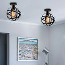 Industrial black metal cage ceiling light kitchen fixture