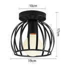 Industrial black metal cage ceiling light kitchen fixture