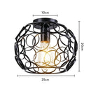 Industrial black metal cage ceiling light kitchen fixture