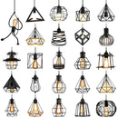 Industrial black metal cage pendant light kitchen decor