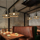 Industrial black metal cage pendant light kitchen decor