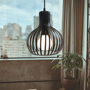 Industrial black metal cage pendant light kitchen decor