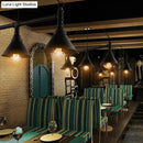 Industrial black metal conical hanging ceiling light dining room