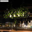 Industrial black metal cuboid plant island lamp dining room light fixture
