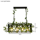 Industrial black metal cuboid plant island lamp dining room light fixture