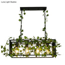 Industrial black metal cuboid plant island lamp dining room light fixture