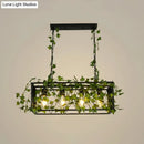 Industrial black metal cuboid plant island lamp dining room light fixture