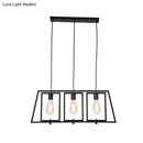 DecorBites™ Industrial Metal Hanging Pendant Light Fixture - Trapezoid Frame - 3-Light - Black - Rectangle Shade - for Kitchen Island