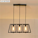 Industrial black metal hanging pendant trapezoid frame kitchen light